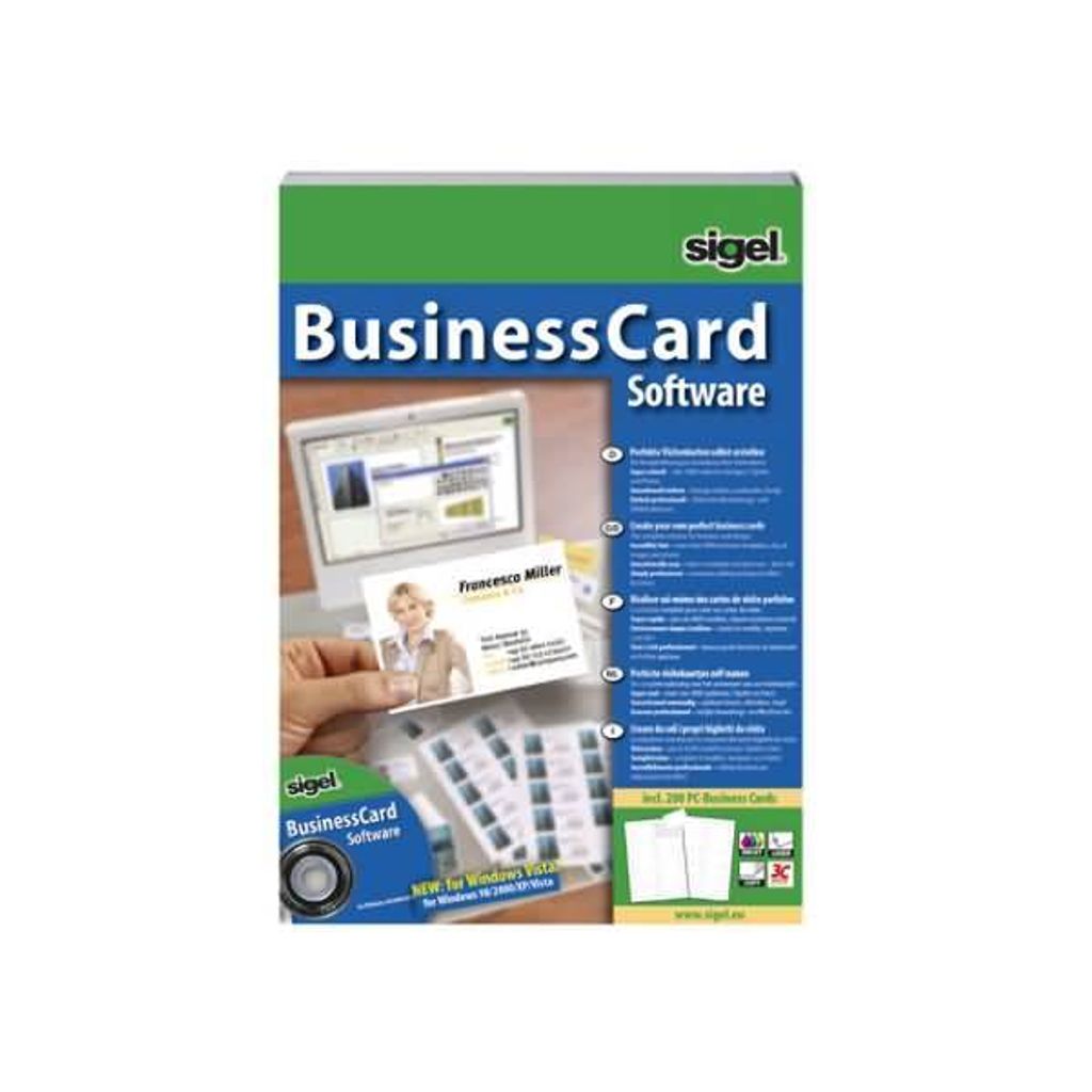 SIGEL SW670 BusinessCard Software,Gestaltungs-Software für Visitenkarten, Unter Windows 98SE/2000/ME/XP/Vista/7/8/10. D/GB/F/I/NL, 1 Packung