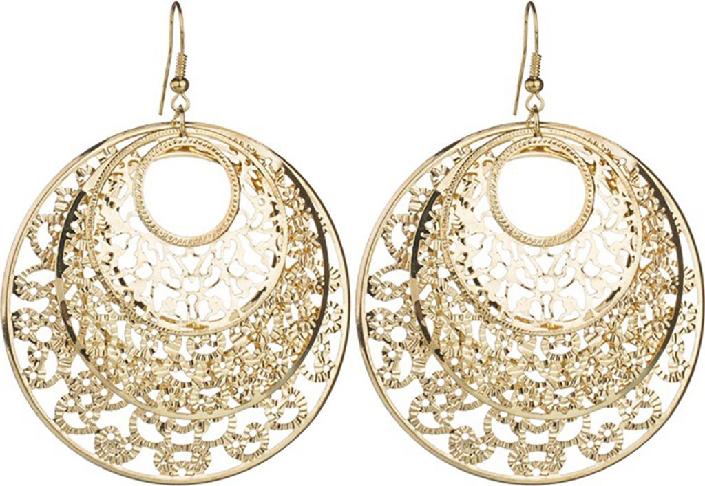 Mode Runde Hohl Schleife Blume Haken Ohrringe Ohr Ring Frauen Mädchen Schmuck Geschenk-Golden