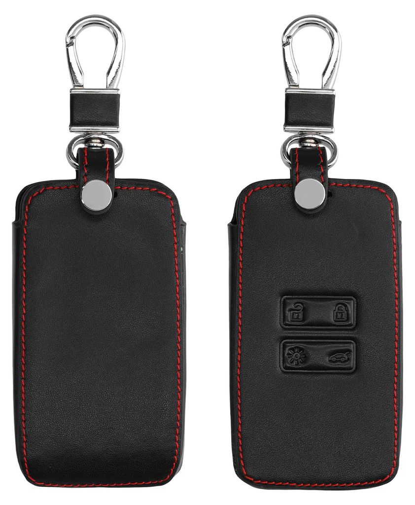 kwmobile Autoschlüssel Kunstleder Hülle kompatibel mit Renault 4-Tasten Smartkey Autoschlüssel (nur Keyless Go) - Schlüsselhülle in Schwarz Du...