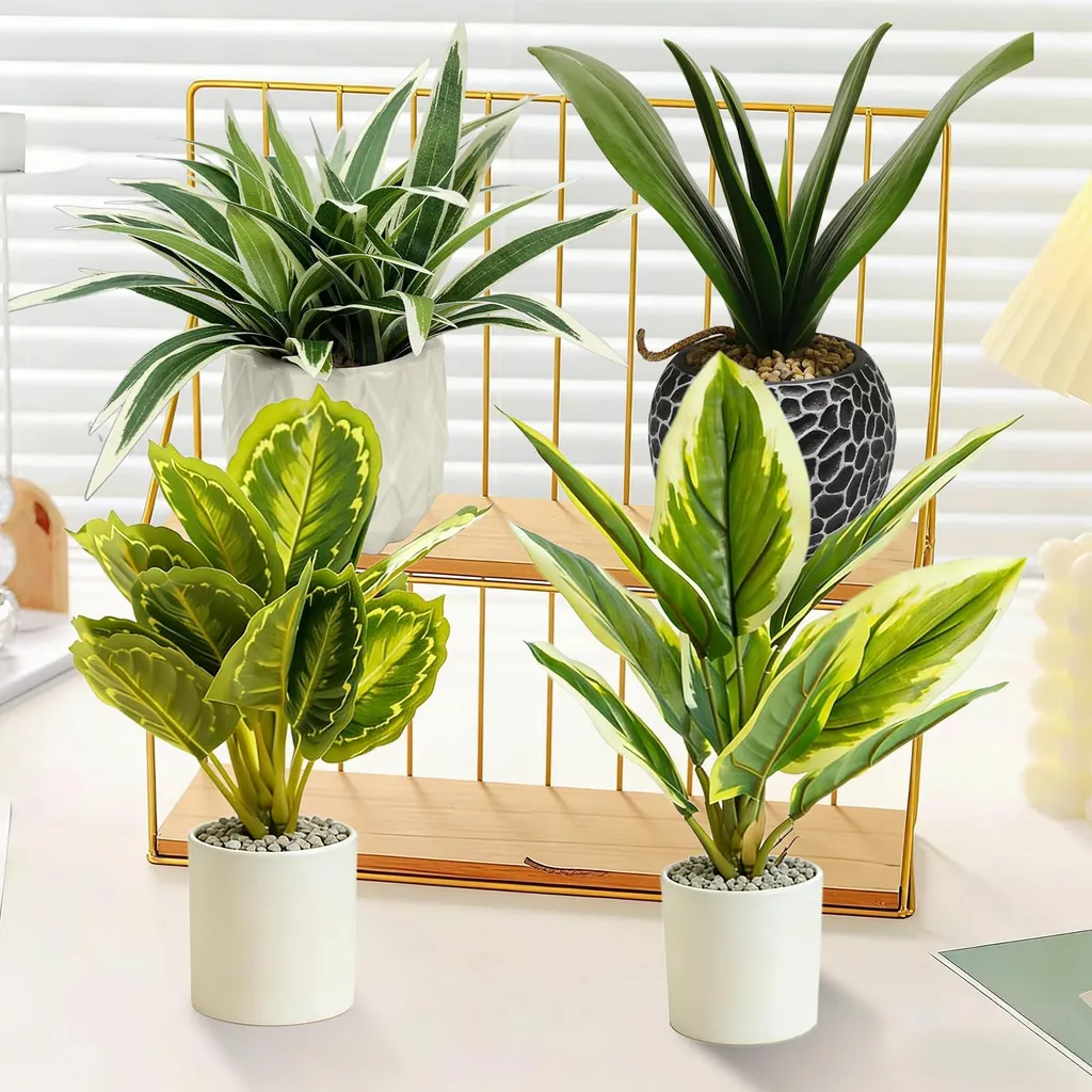 Mini plantes artificielles ultra réalistes 25 cm avec pots design chic