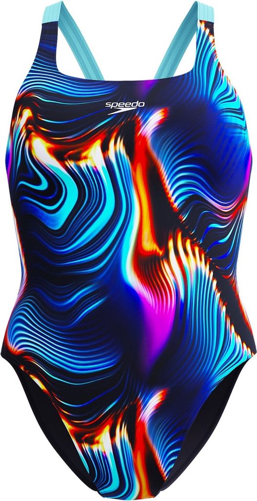 Speedo Digital Allover Printed Leaderback Badeanzug Damen, Größe:40