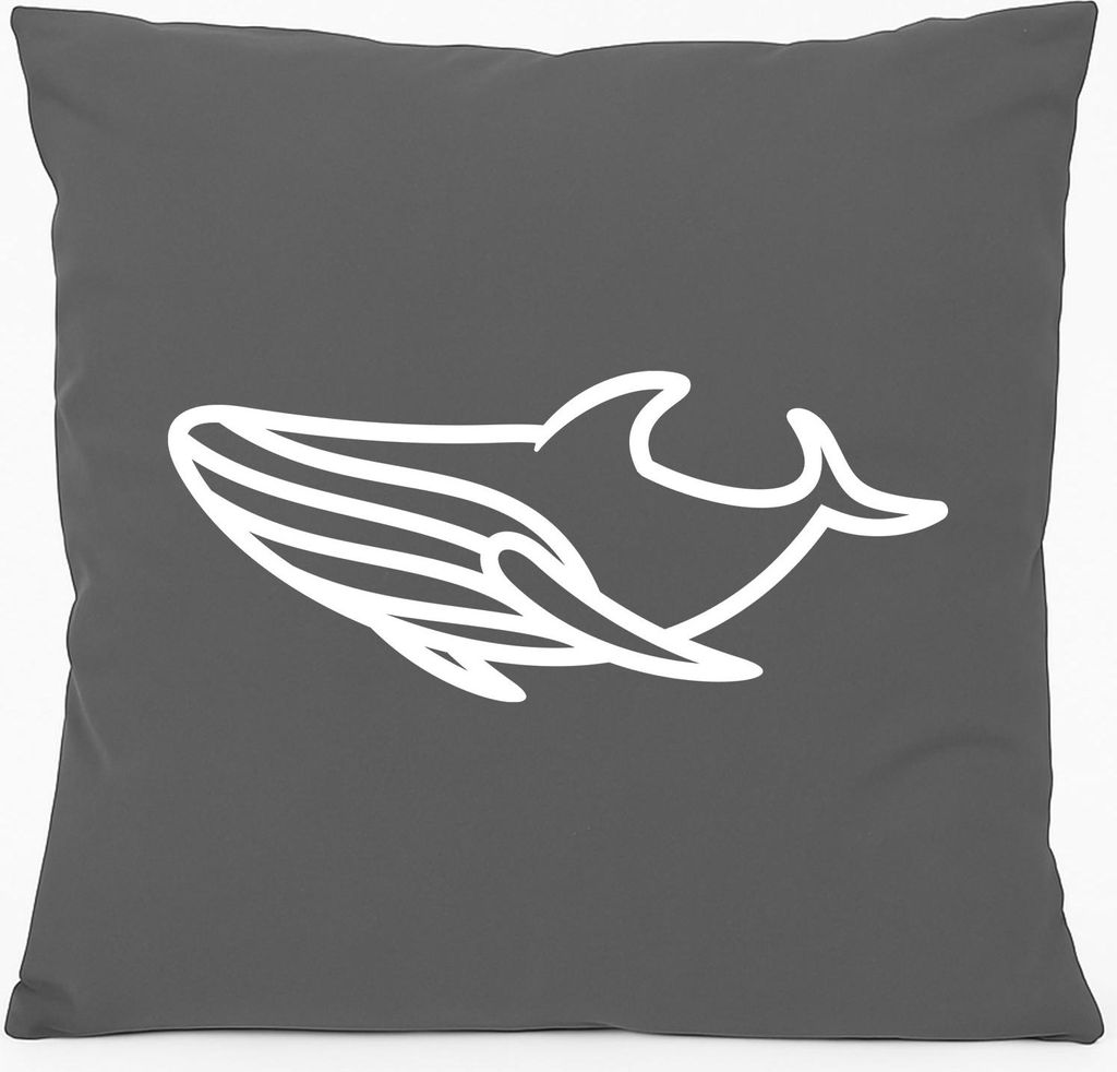 Huuraa Sofakissen Blauwal Silhouette Geschenk 40x40cm mit Füllung Steel Grey Baumwolle Blauwal Mitbringsel