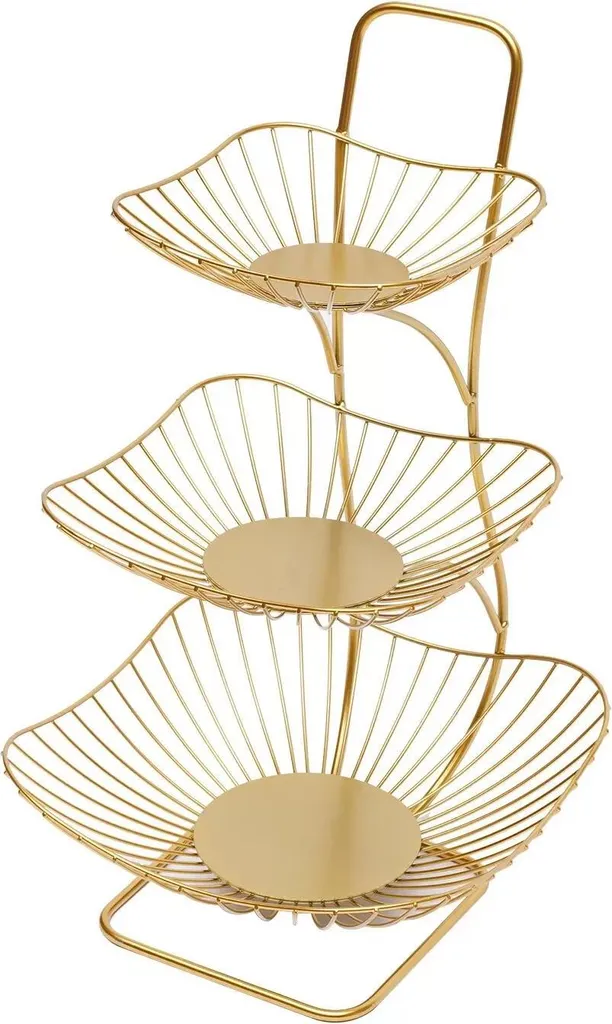 Portafrutta In Lega Dorata Oumefar Stile Europeo 30,5x13,2 Cm - Elegante, Con Manico, Per Frutta, Tè E Feste