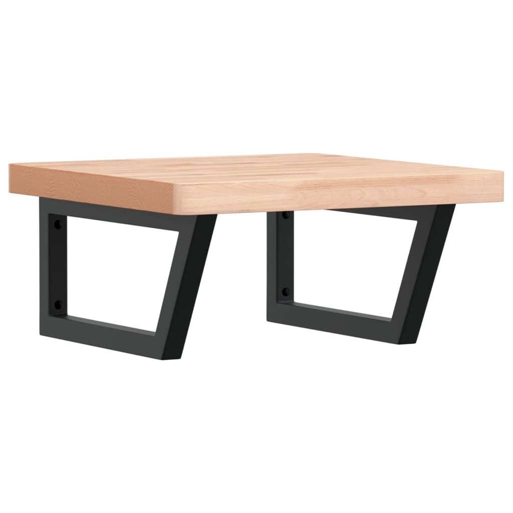 Waschbeckenregal Wandmontage Stahl und Massivholz Buche