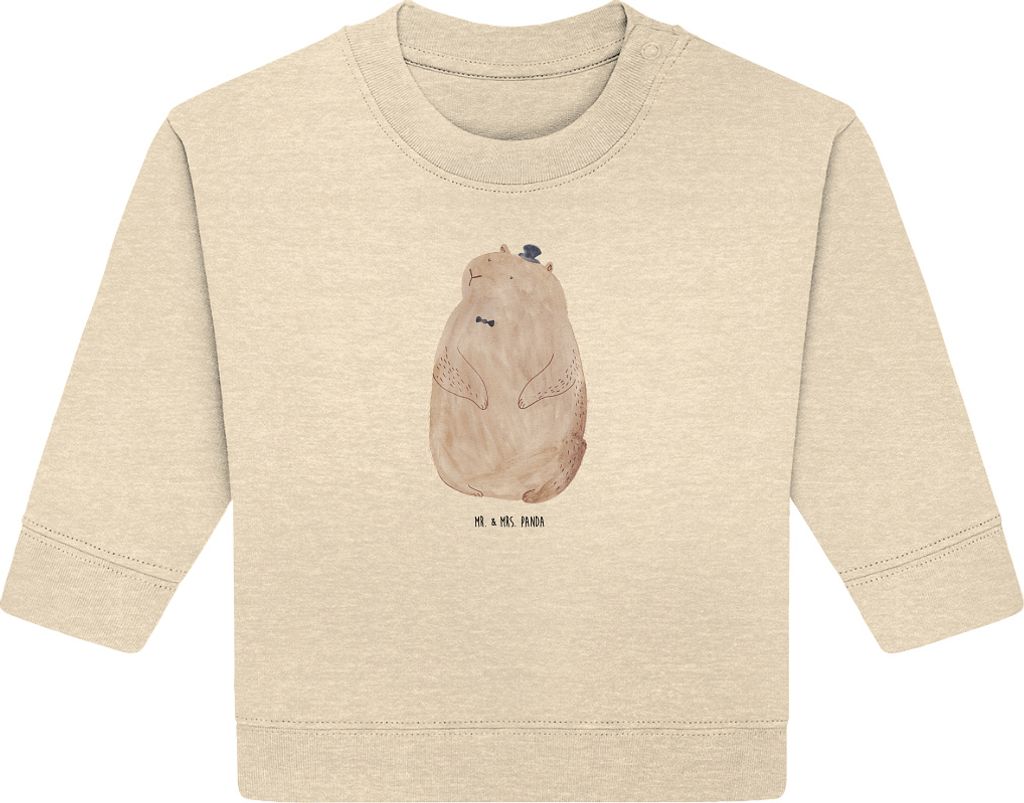 Mr. & Mrs. Panda Organic Baby Pullover Murmeltier 12. - 18. Monat - Natural Raw - Geschenk, Fröhlichkeit, Lustige Sprüche, Freundlichkeit, Respek...