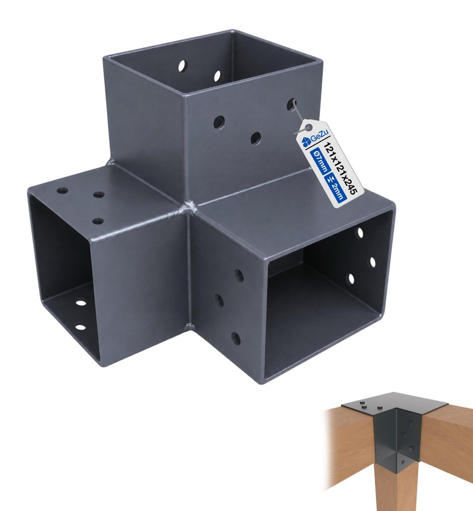 GeZu Impex Pfostenecke 3 Balken 121 x 121 mm Anthrazit Produktbild 