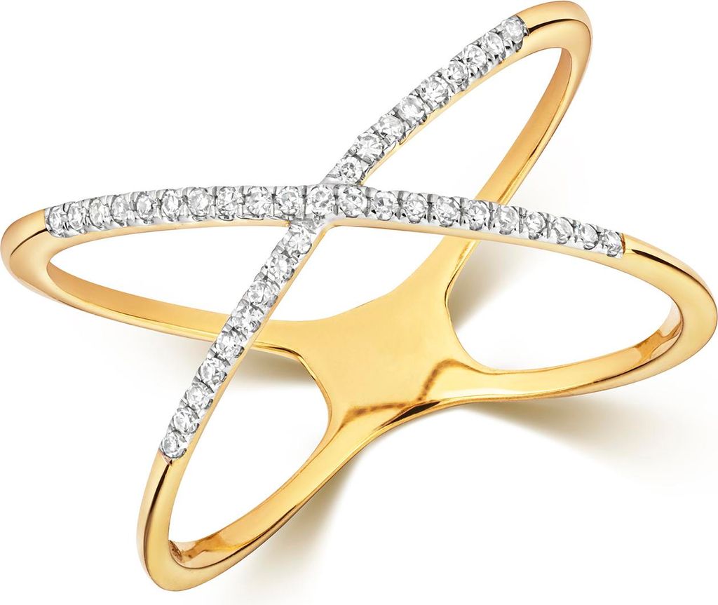 Funkelndes Feuer Modischer 9 Karat (375) Gold Diamant Damenring Brillant-Schliff 0.11 Karat H - I1, 50 (15.9); TRS279749KYRSK