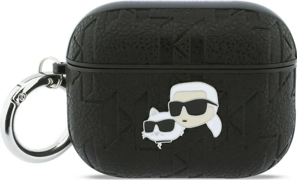 Custodia AirPods Pro 3 Karl Lagerfeld Ikonik - Logo Metallo Nero