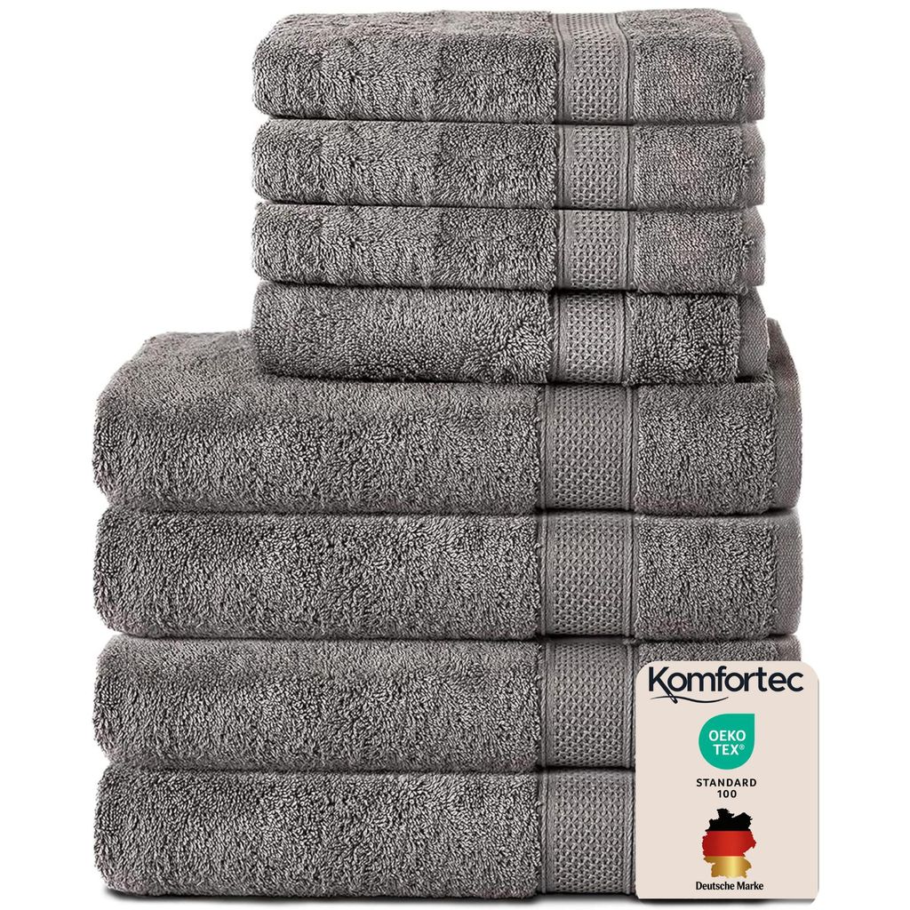 Komfortec 8er Handtuch Set aus 100% Baumwolle, 4 Badetücher Produktbild 