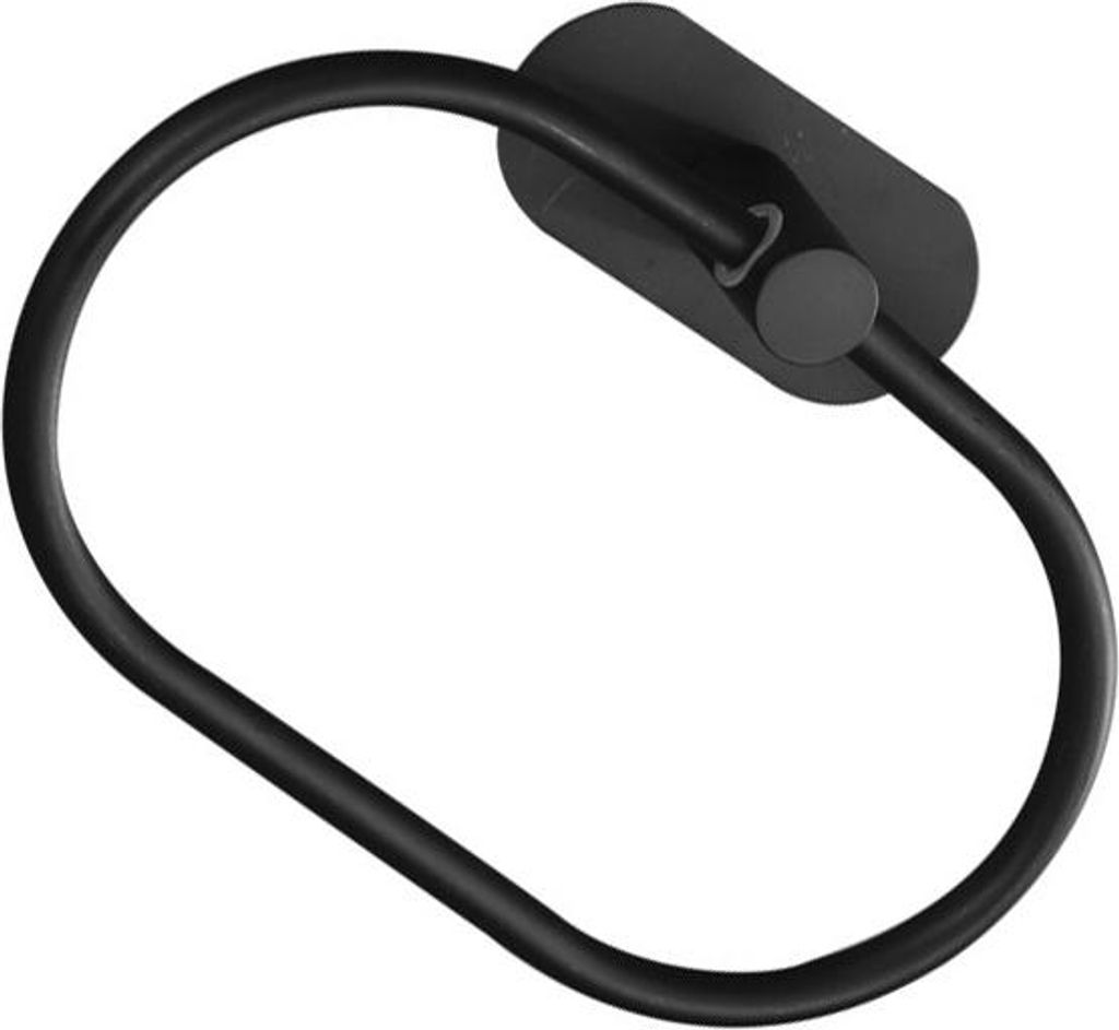 INF Badezimmer Oval Handtuchhalter Ohne Bohren - Edelstahl Handtuchring Schwarz