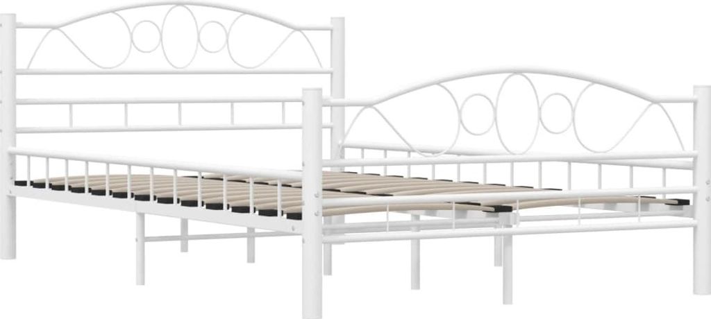 vidaXL Rama łóżka biała metalowa 120x200 cm Zdjęcie produktu 14