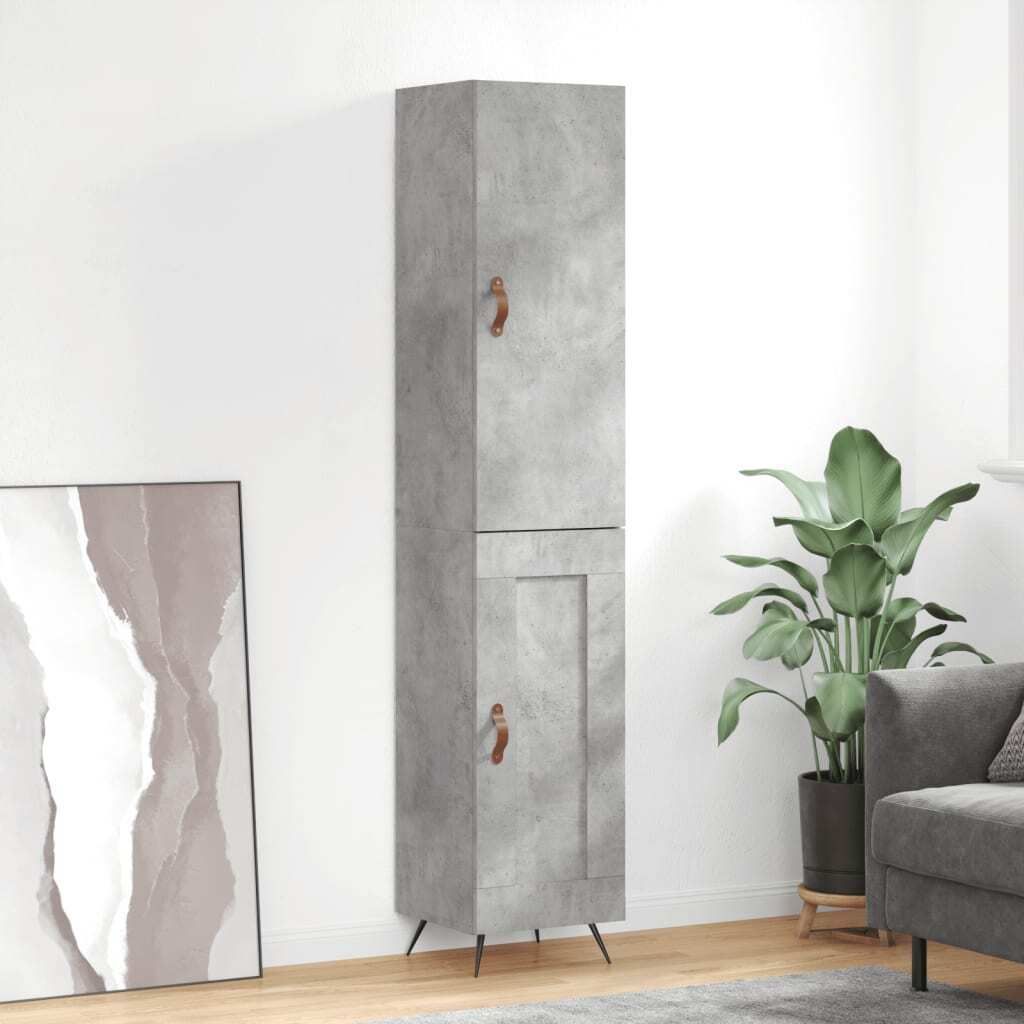 "WINTER SALE"Highboard - Schubladenkommode/Sideboard - elegantes Design - Flur, Wohnzimmer - Betongrau 34,5x34x180cm Holzwerkstoff DE341588 - Kommoden