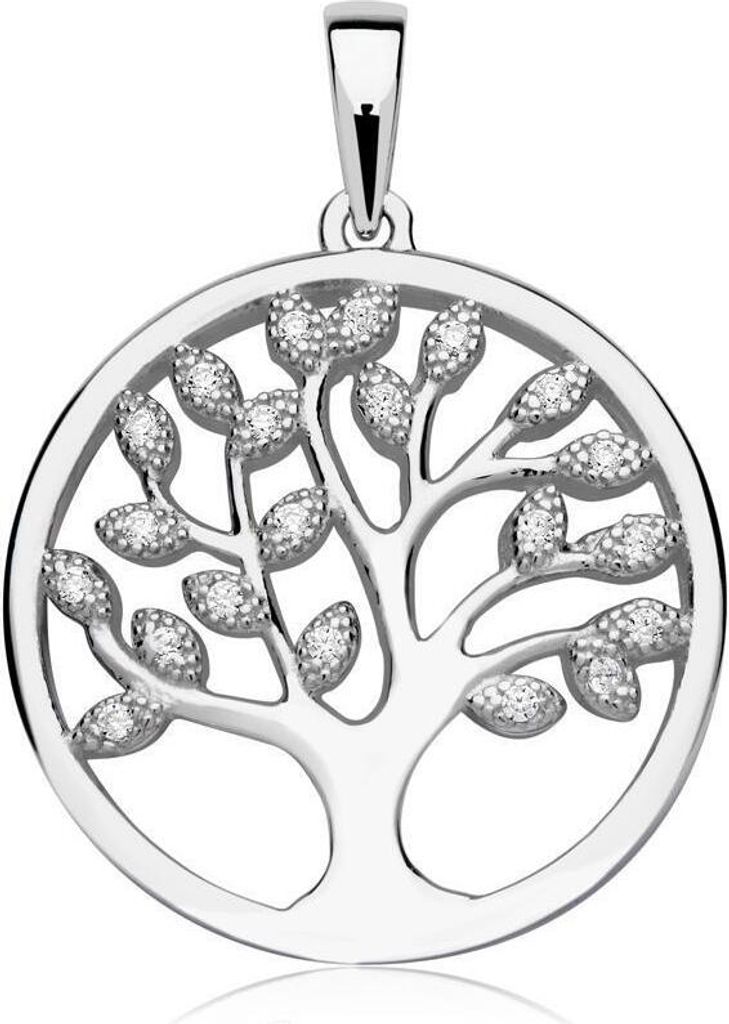 Rhodinierter Silber Halsketten-Anhänger mit Baum des Lebens Motiv SP0832
