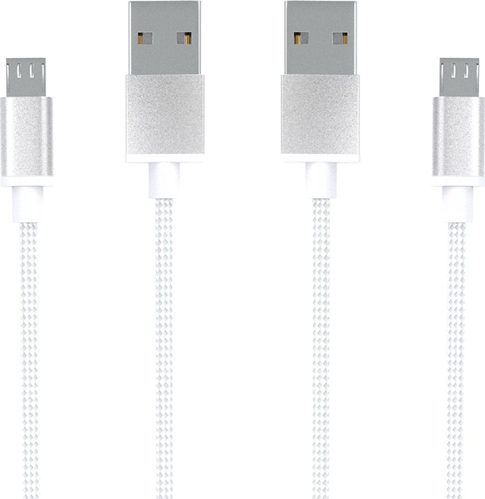 micro USB Kabel - White - 3m || 2er Set