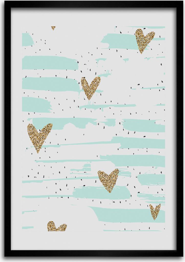 Bild - Bilderrahmen - Foto - 70 cm x 100 cm - MDF - Rahmen - Wandkunst - Herzen und Flecken