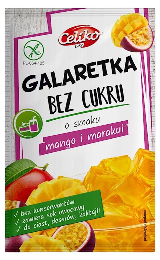 GALARETKA BEZ CUKRU O SMAKU MANGO - MARAKUJA BEZGLUTENOWA 14 g - CELIKO