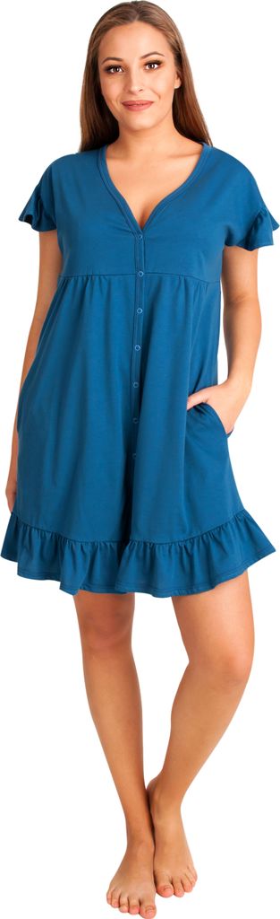 DOLCE SONNO Stillnachthemd Damen Kurzarm Baumwolle Mutterschaft Nachthemd Umstandskleid Umstandsnachthemd für Schwangere oder Stille - ARICA NORTH S