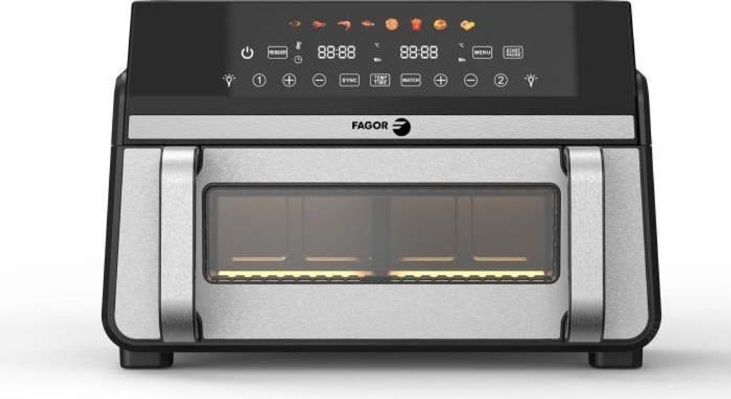 FAGOR Ölfreie Fritteuse – Airfryer FG10AF – Fassungsvermögen 11 l – Doppelte 5,5-l-Tanks – Herausnehmbare Trennwand – 2200 W