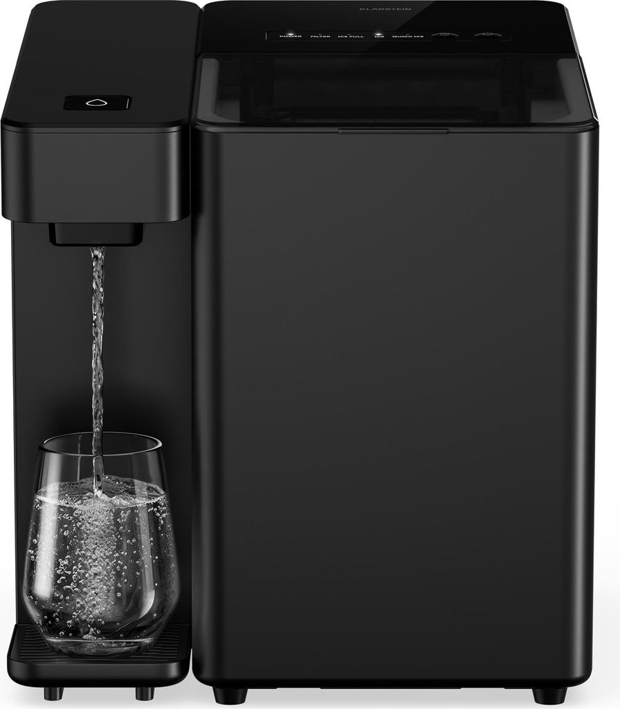 Klarstein Velaire Eiswürfelmaschine & Wasserspender – 2L Tank, PAC-Filter, 10kg/24h, Kleine & Große Eiswürfel, Touchpanel, Filteranzeige, Alar...