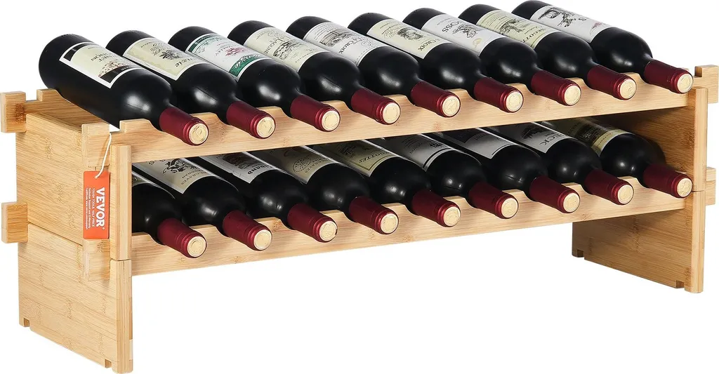Casier à bouteilles 2 niveaux en métal robuste pour 18 bouteilles