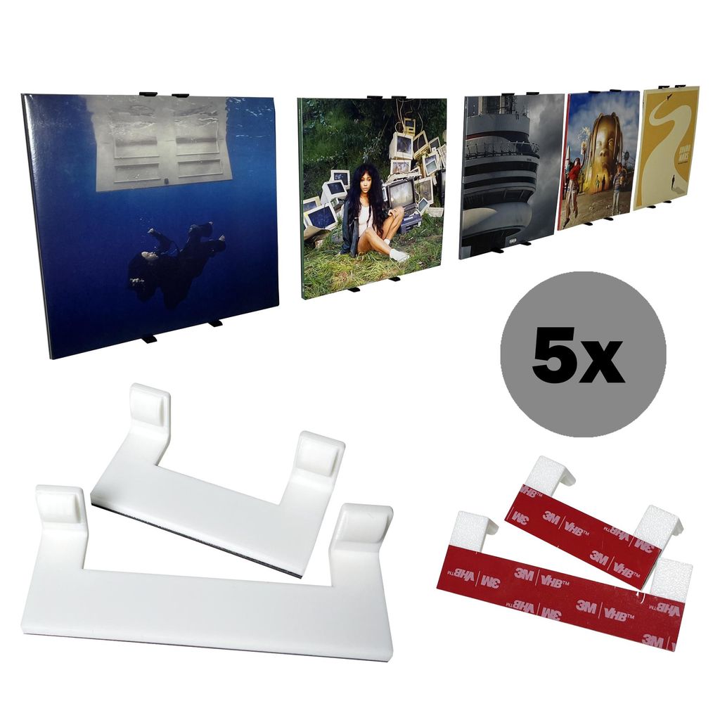 LP Wandhalterung - Weiß - 5er Set - Vinyl Schallplatten Wandregal Display