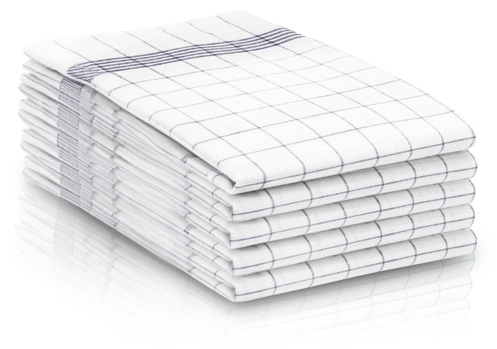 5er Set Geschirrtücher, Baumwolle, 50x70 cm, grau-karriert Produktbild 