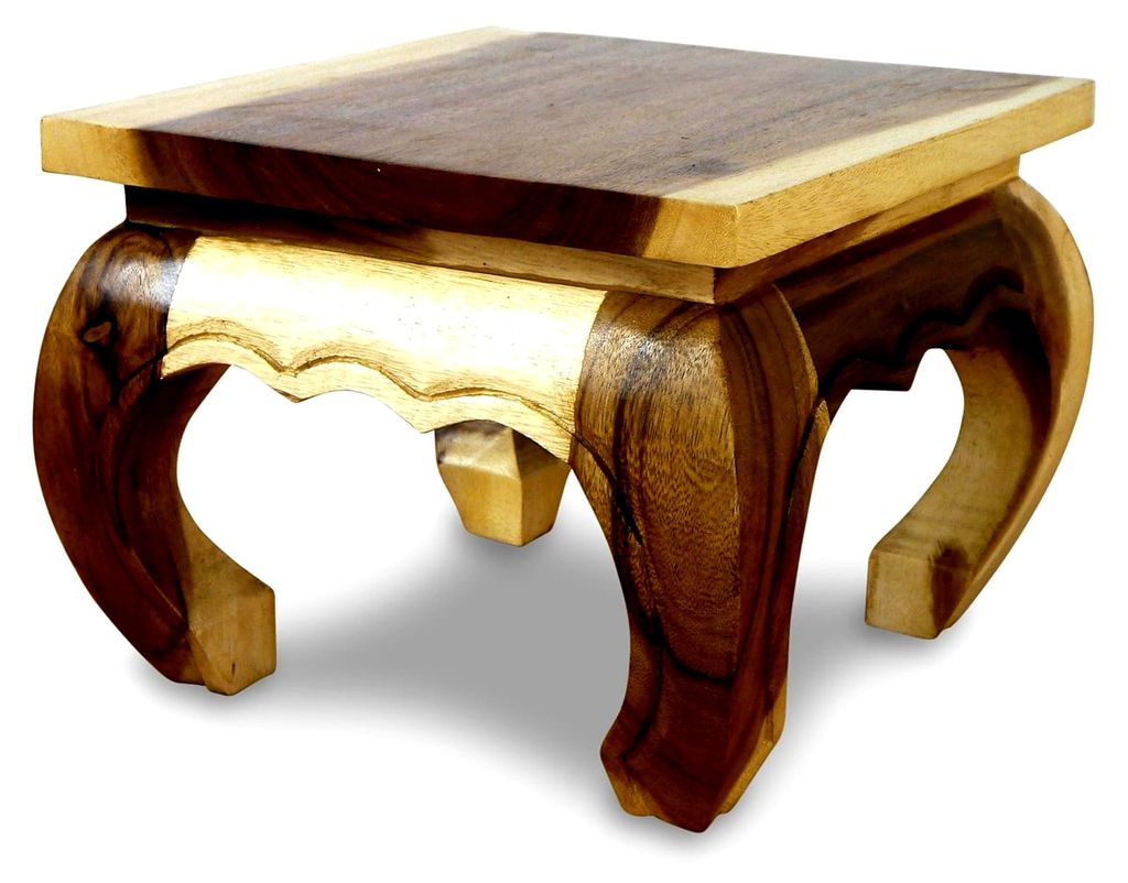 Opiumtisch aus Massivholz – 36x36x27cm – Handgeschnitzter Beistelltisch aus Thailand, Nachhaltig und Robust, Setzt Exotische Akzente als Kleine...