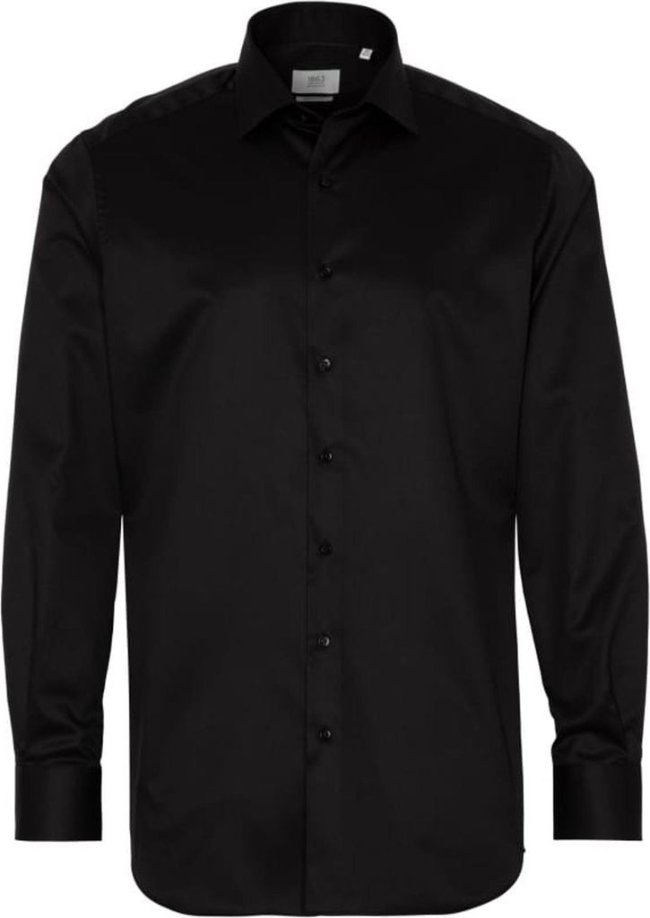 Eterna - Modern Fit - Bügelfreies Herren Langarm Hemd mit Kent Kragen, Uni Twill (8005 X687), Größe:46, Farbe:Schwarz (39)