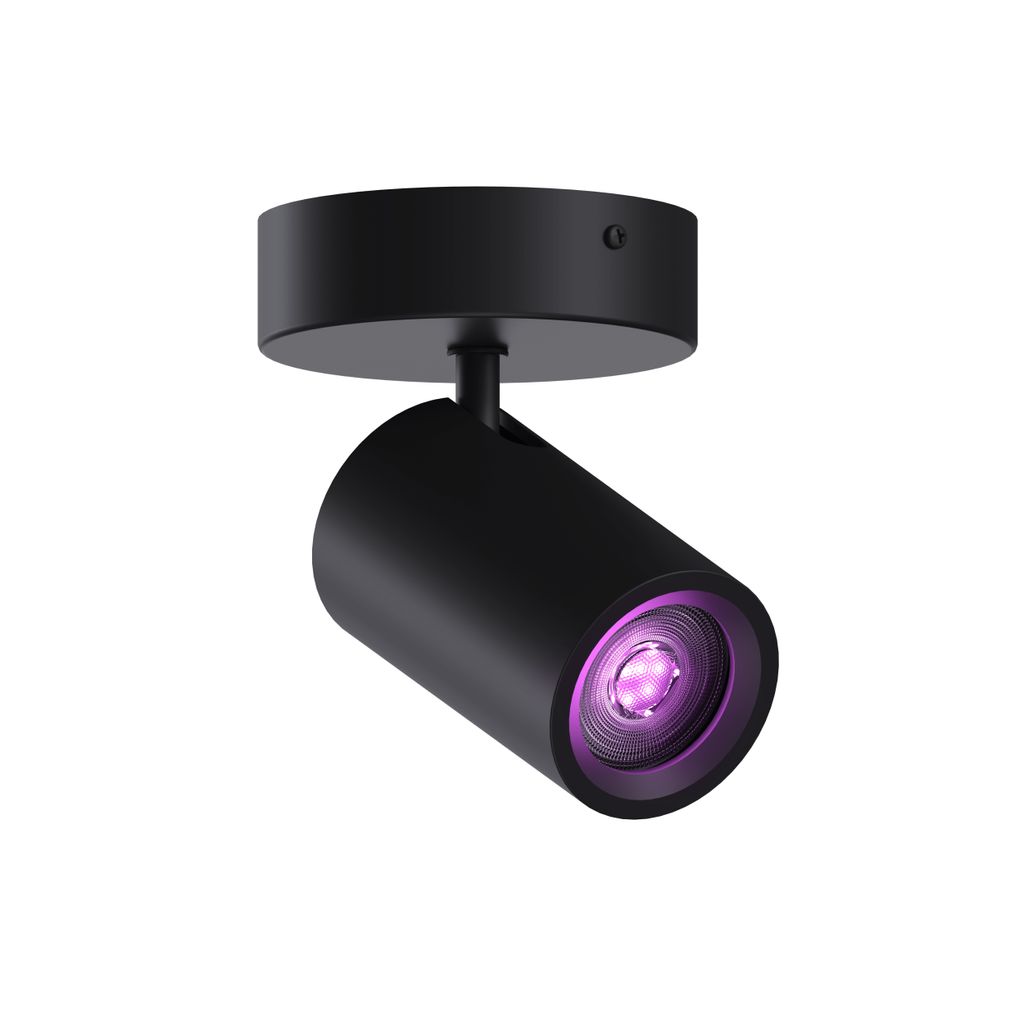 Calex Smart LED Deckenstrahler, 1-flammig rund, schwenkbar, RGB-Farben & kalt- bis warmweiß Licht, dimmbar, WLAN App- & Sprachsteuerung, Schwarz