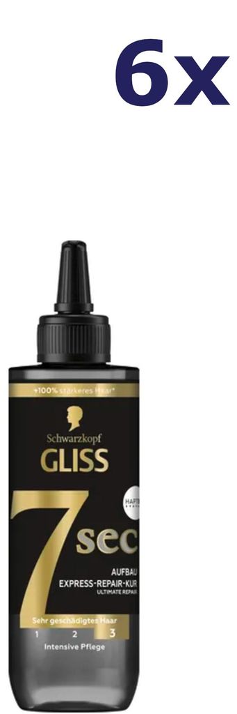 6x Gliss-Kur 7 Sec Express Repair Treatment Ultimate Repair 200 ml