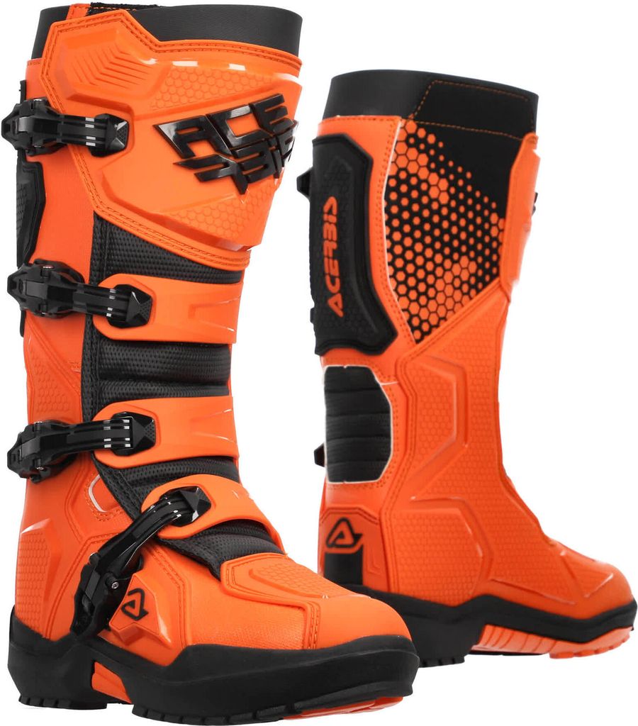 ACERBIS genehmigte Stiefel orange/schwarz mit Krallenverschluss und 4 Haken größe 44