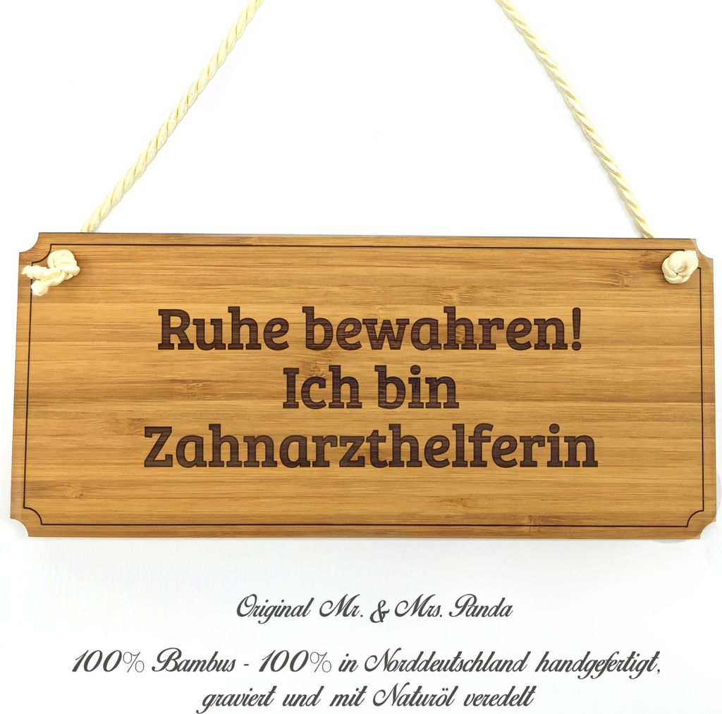 Mr. & Mrs. Panda Schild Zahnarzthelferin - Geschenk, Shabby, Landhaus, Graviert, Geschenkidee, Wegweiser, Ausbildung, Gratulation, Türschild, Werb...