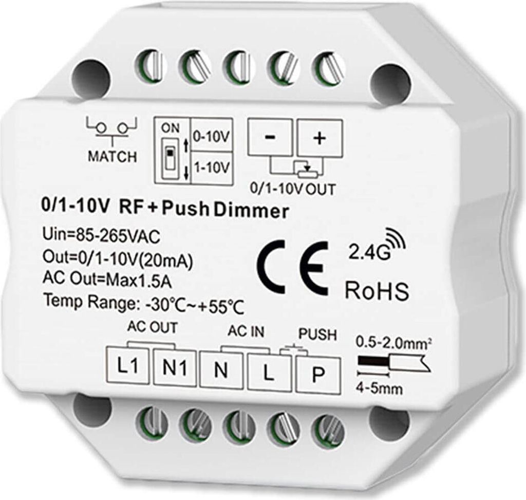 ISOLED Sys-Pro Push/Funk Mesh-Dimmer mit 0/1-10V Output und Switch 85-265V 1.5A
