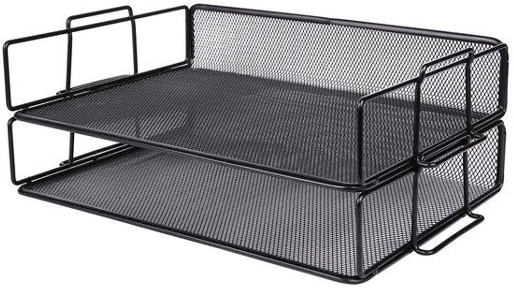 Rangement de bureau avec tiroir double et compartiments modulables noir