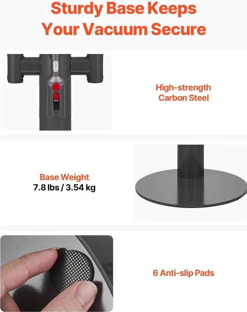 Support à vide pour Dyson avec 3 clips de rangement pour accessoires - 4