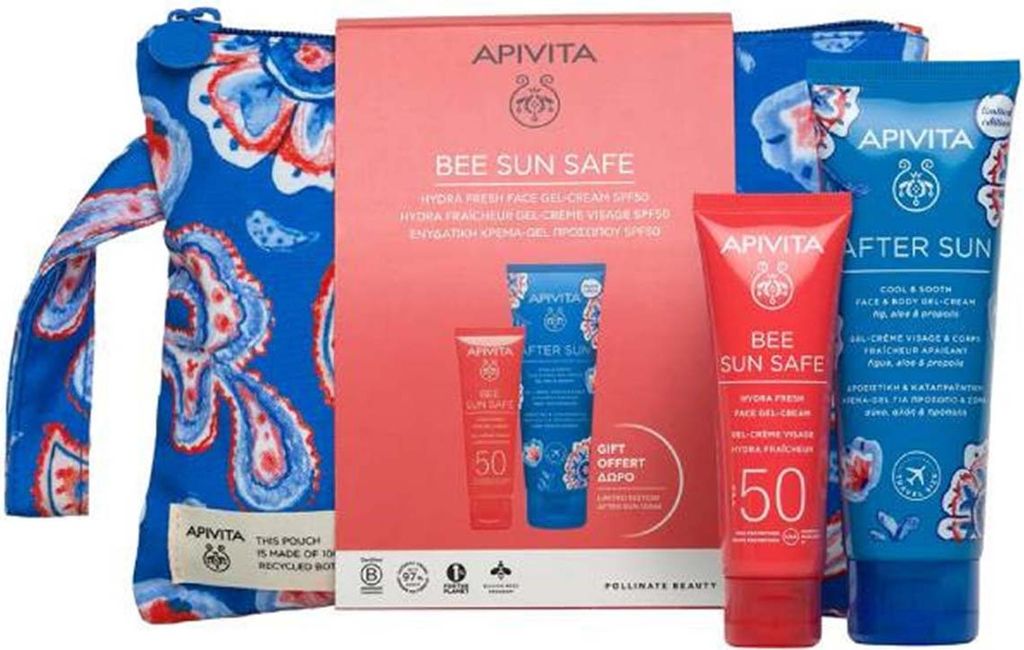 Apivita Pack Bee Sun Safe Erfrischende Feuchtigkeitsspendende Gesichtscreme SPF50