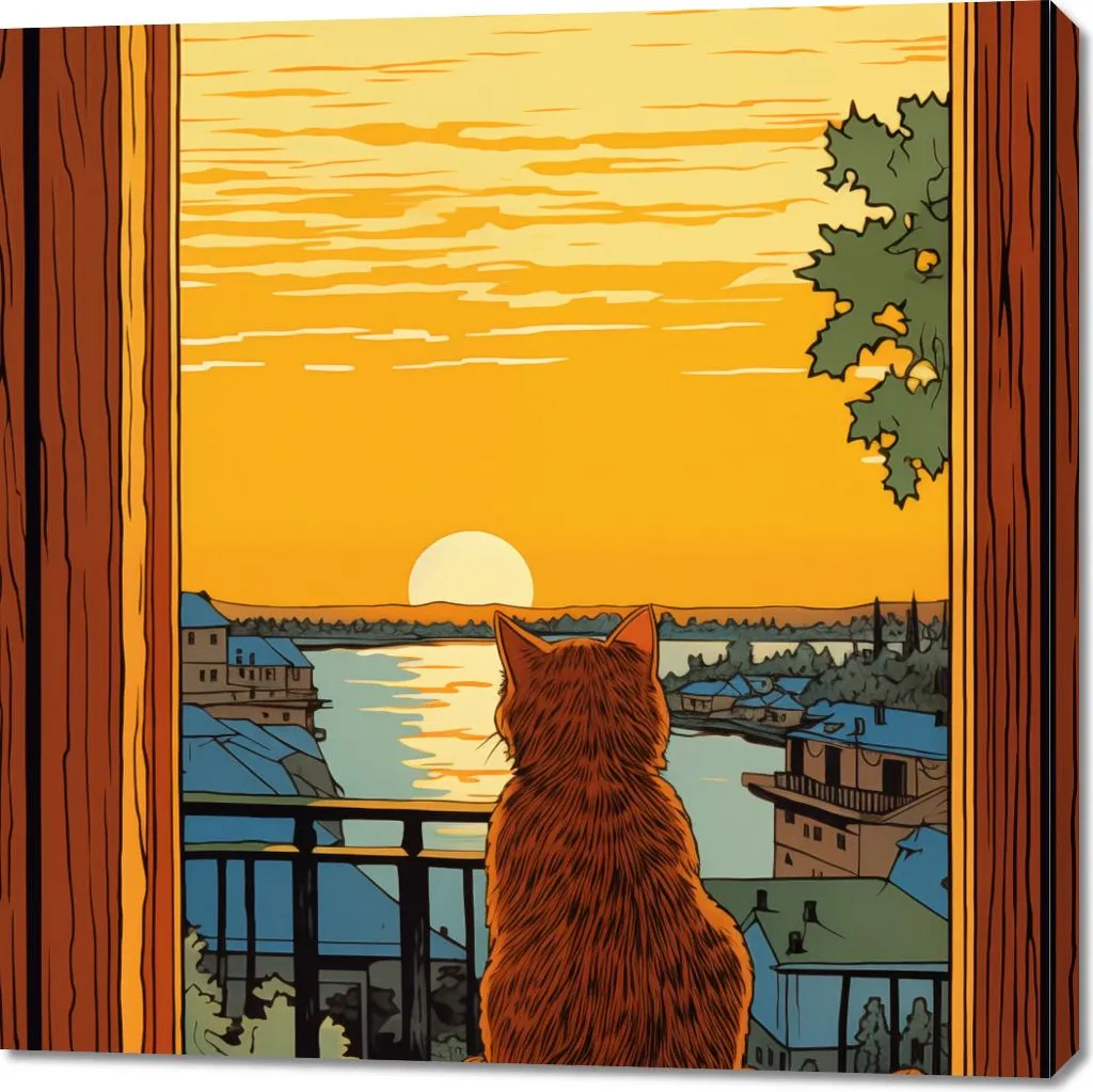 Quadro 100x100 cm Tramonto Occhi di Gatto - Tela Moderna Arredo Casa