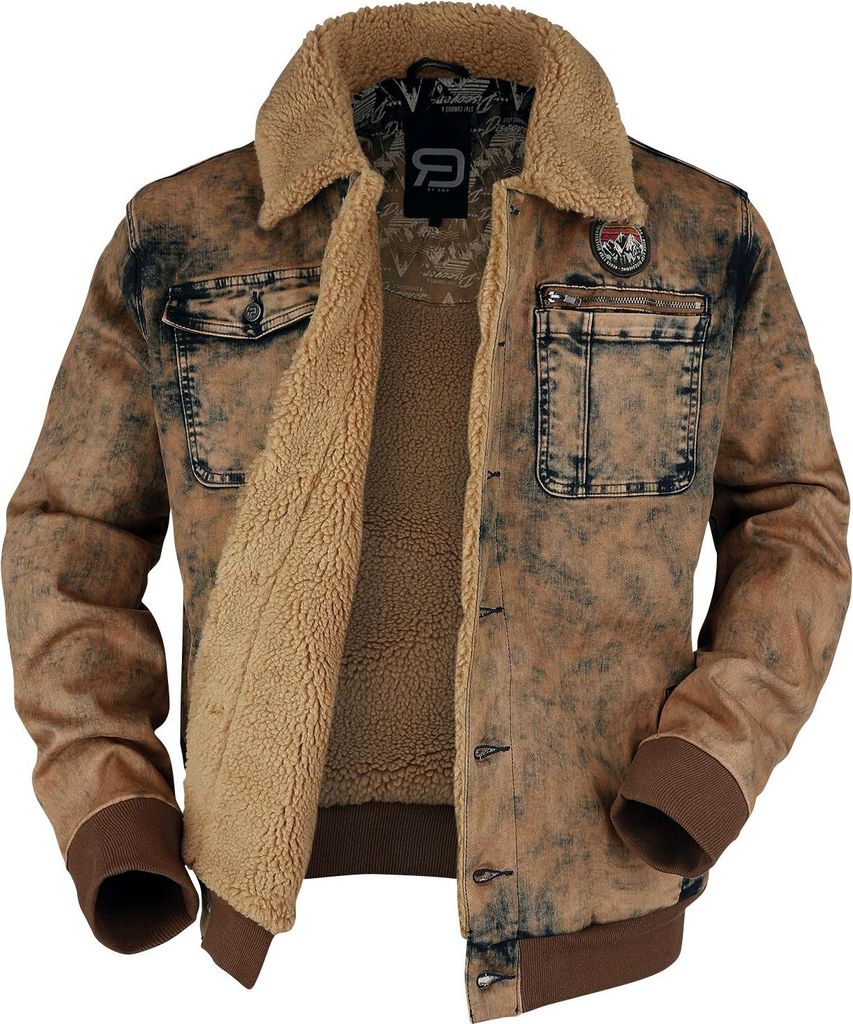 RED by EMP Herren braune Übergangsjacke mit Teddyfleece L