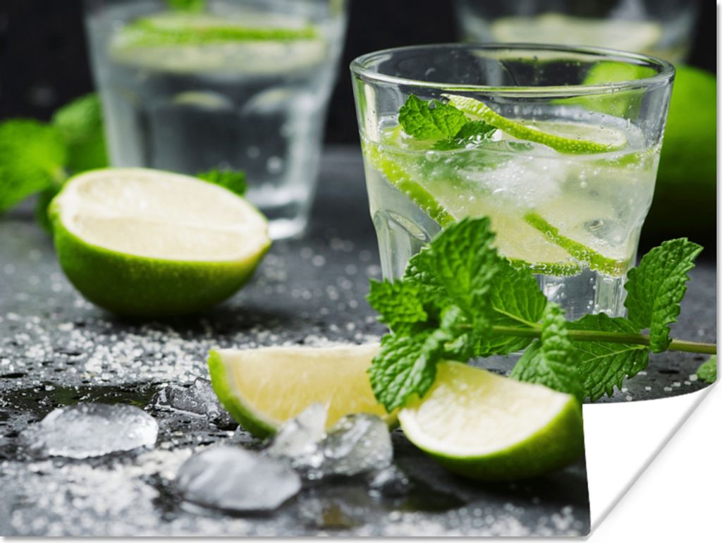 MuchoWow Poster Getränk - Weinglas - Obst 160x120 cm - Foto Plakat