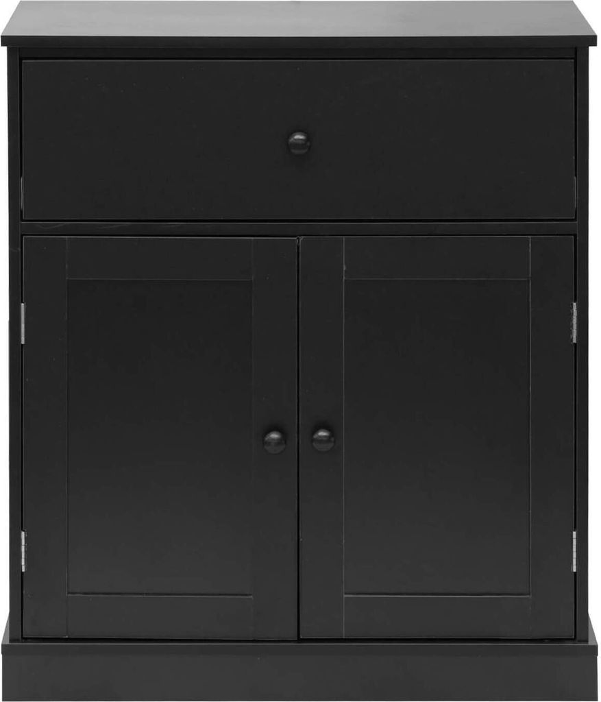 Rebecca Mobili Niedriger Schrank mit Schublade 2 Türen Schwarz Multifunktional