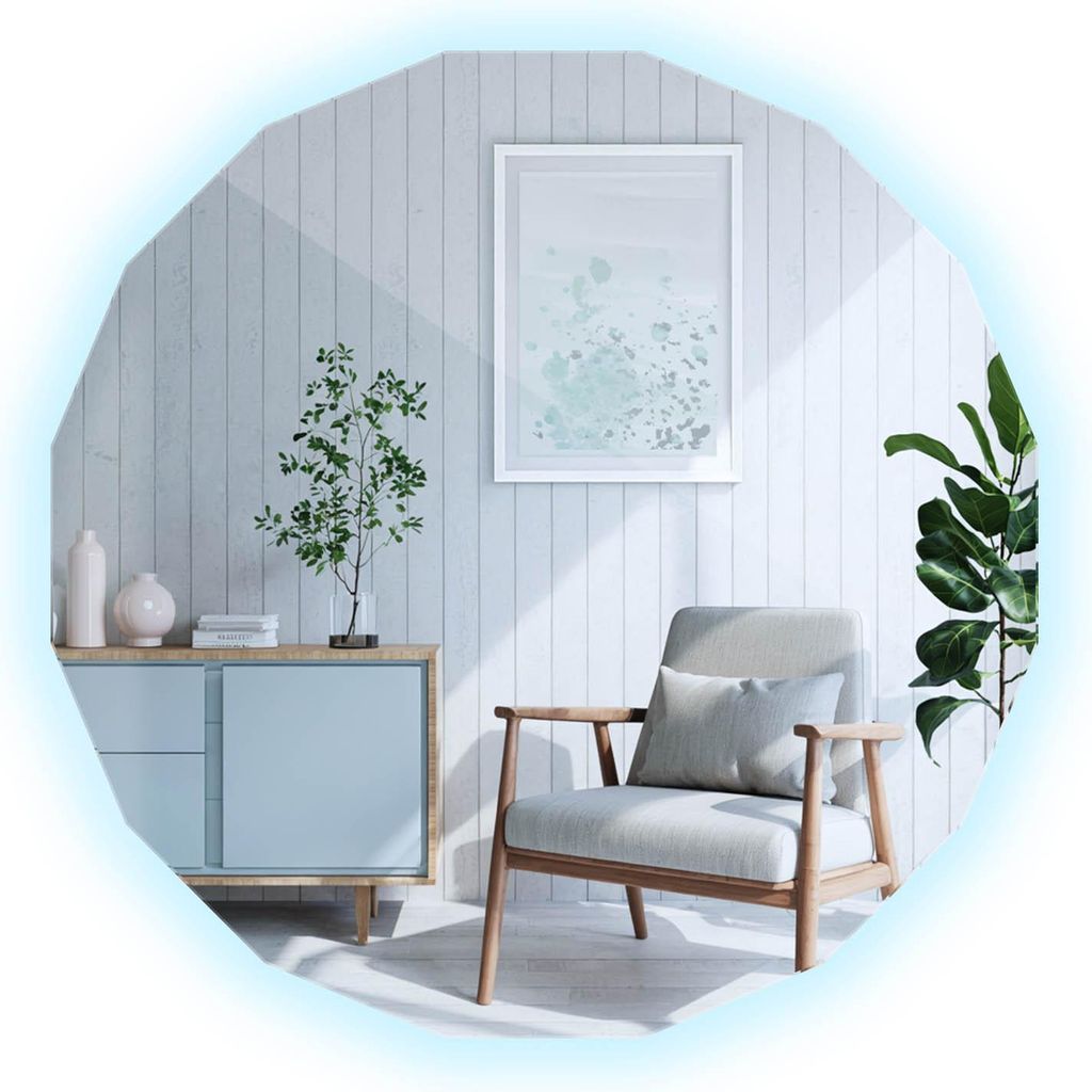 LED Lichtspiegel 80x80 cm – Großer geometrischer Wandspiegel mit Beleuchtung – 6000K – Dekorativer Designspiegel für Bad, Flur & Wohnzimmer