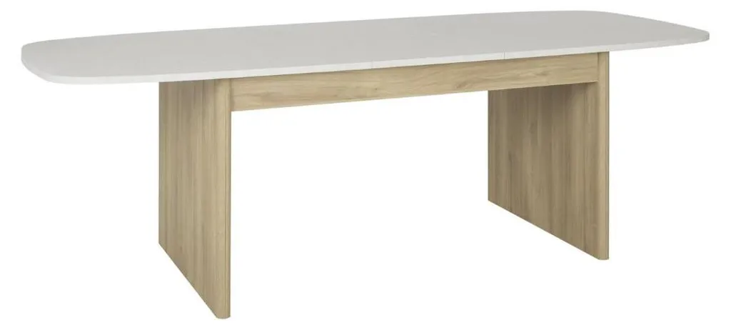 Table de repas modulable 10-12 personnes extensible blanc et bois - 4