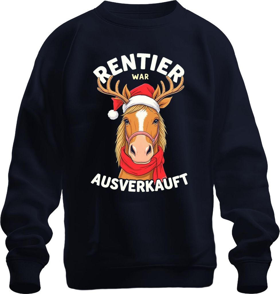Rentier war t Pferd Weihnachtsmann lustig Geschenk Uni Sweatshirt Pullover, Navy, 3XL
