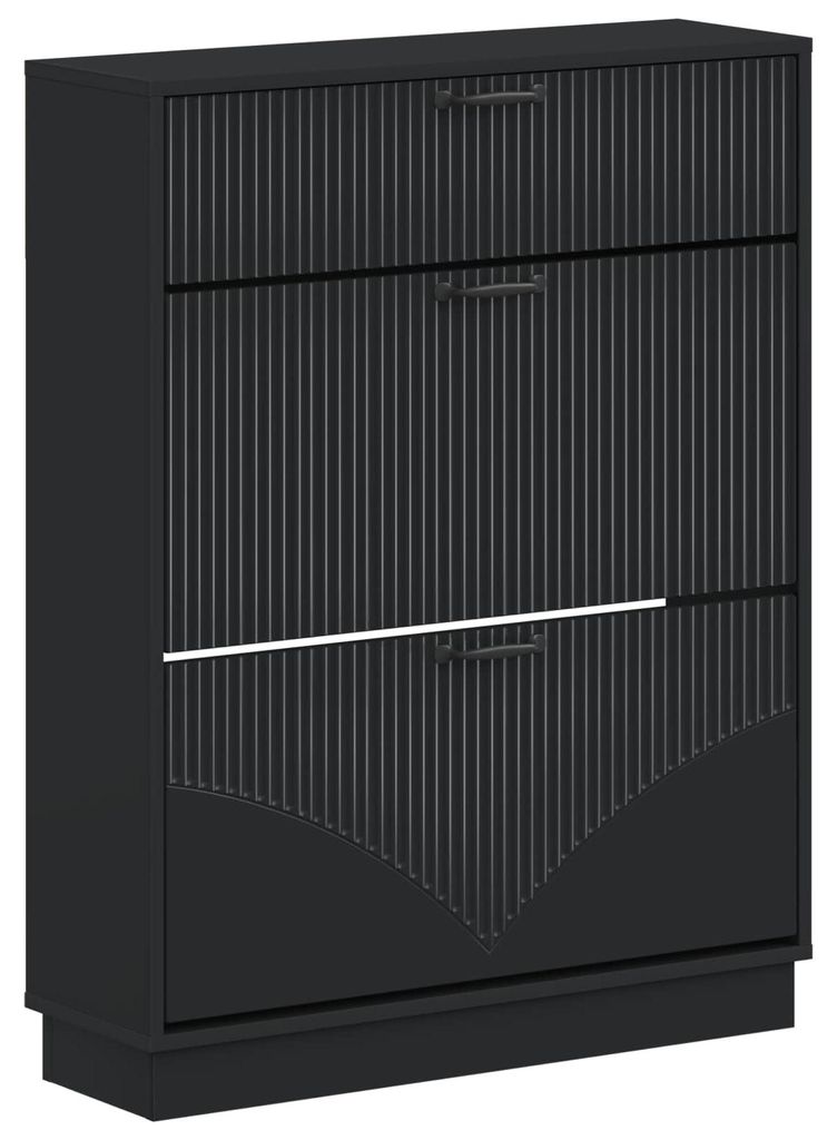 Schuhschrank HOORN 78 x 24 x 100 cm Holzwerkstoff Schwarz Produktbild 