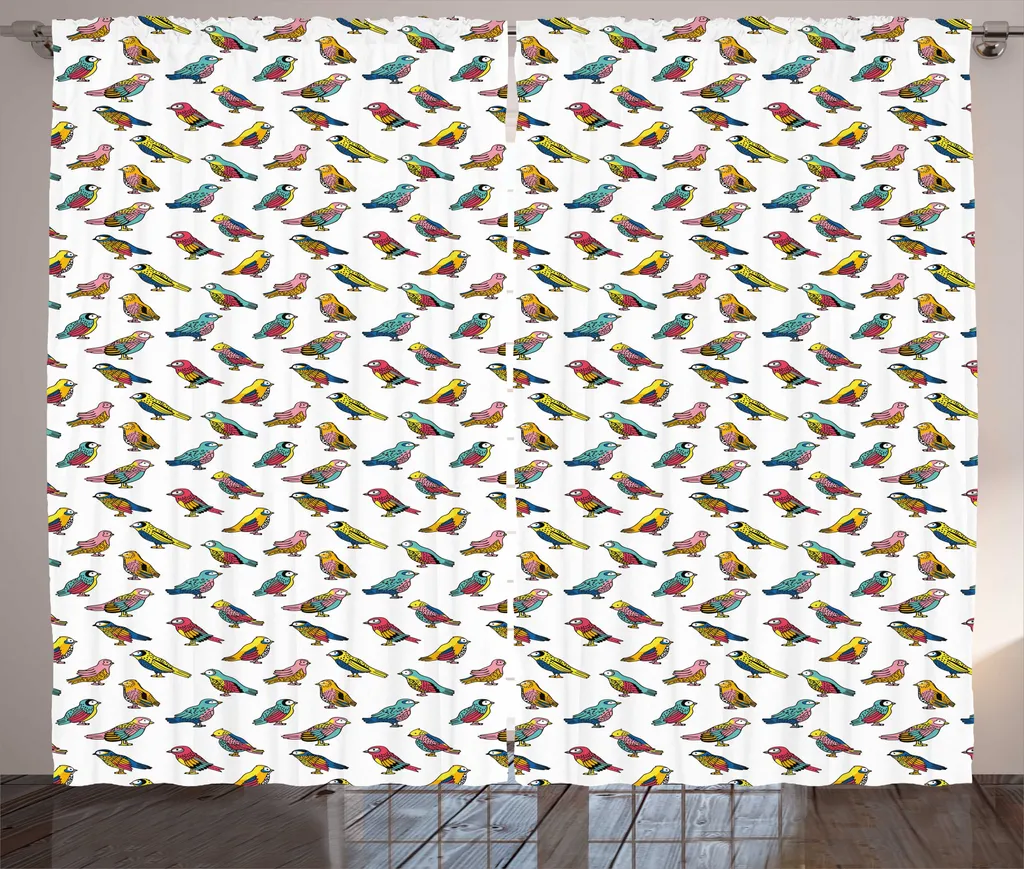 Rideau multicolore motif animaux tropicaux à fronces haute qualité 280x225cm