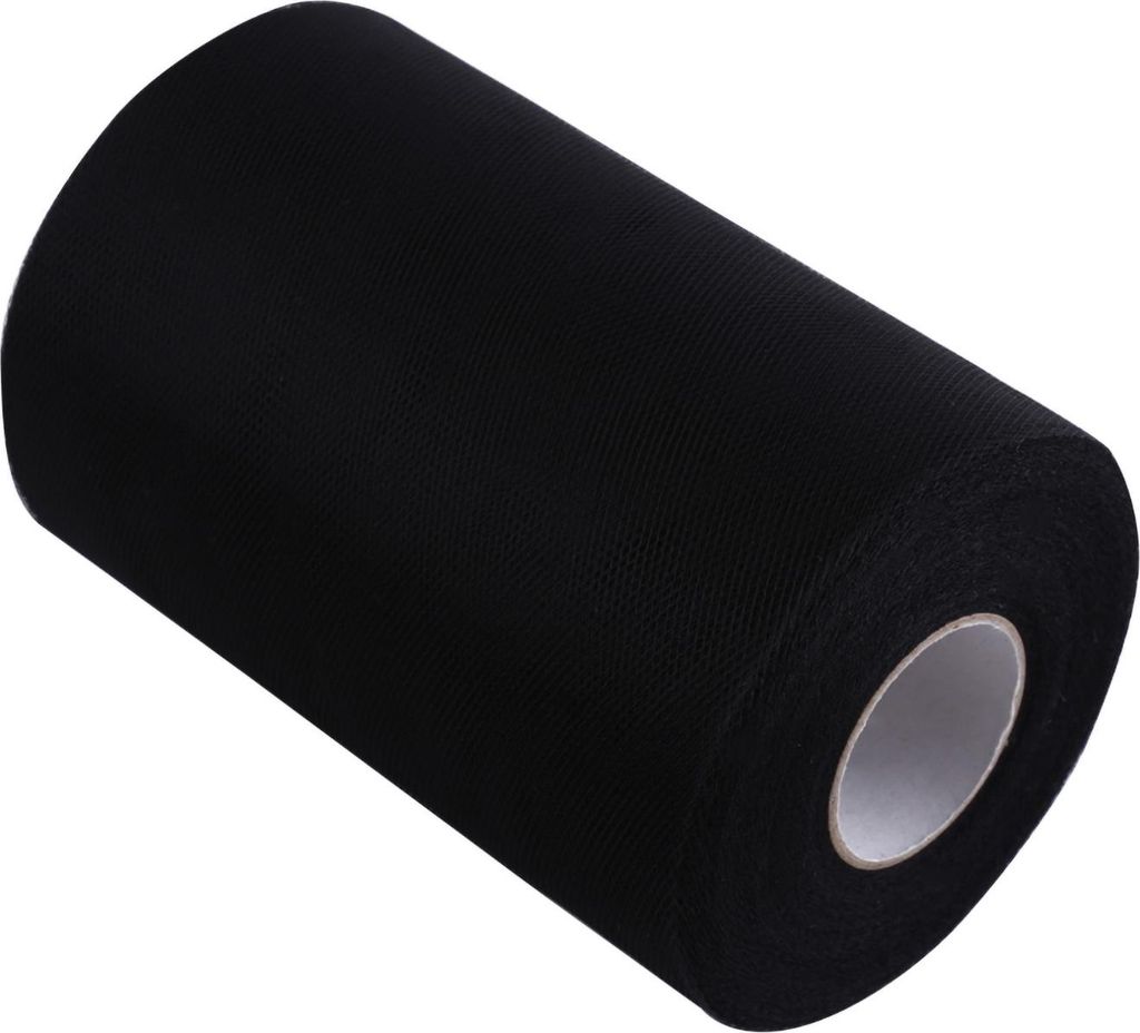 100 Yards 15 cm Hochzeit Dekoration Tüll Rolle Spule Bekleidung Stoff zum Nähen Par (Schwarz)