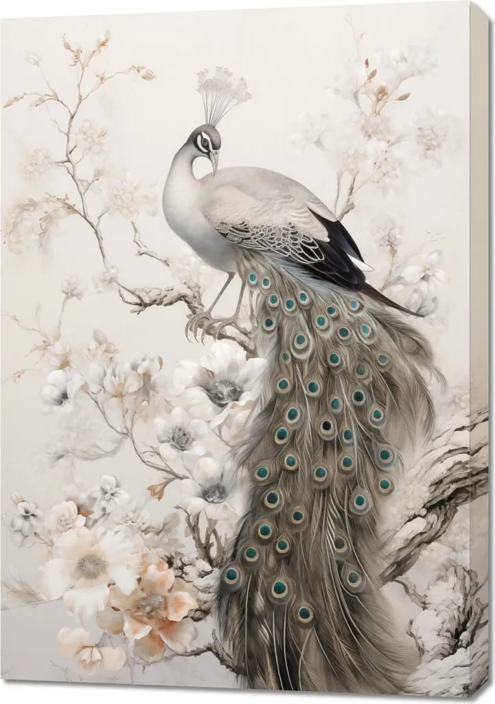 Décoration Murale Salon Paon Grazie 70x100 cm - Idée Cadeau Design Art