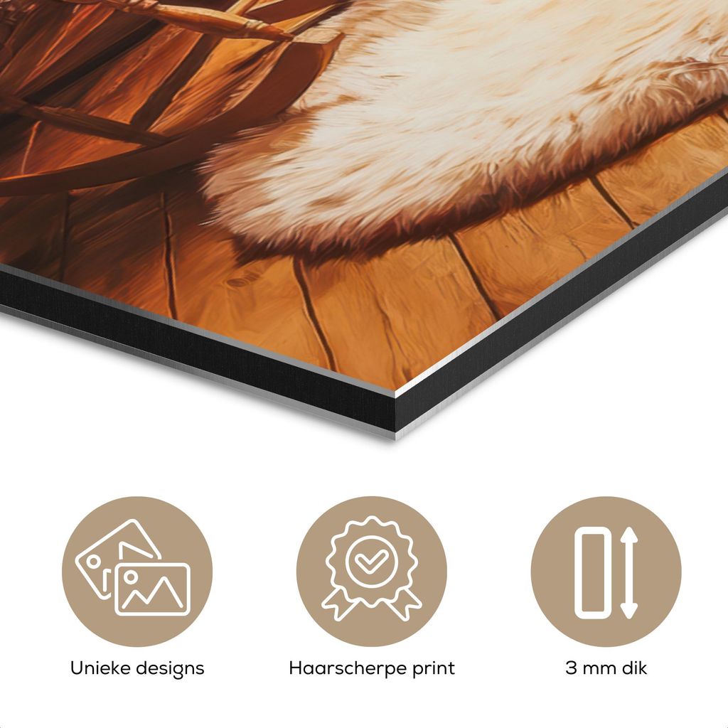 MuchoWow Wanddekoration Metall Metallbild Wandkunst 90x120 cm Winter - Weihnachten - Zuhause - Kamin MuchoWow Aluminium Gemälde - Industrial