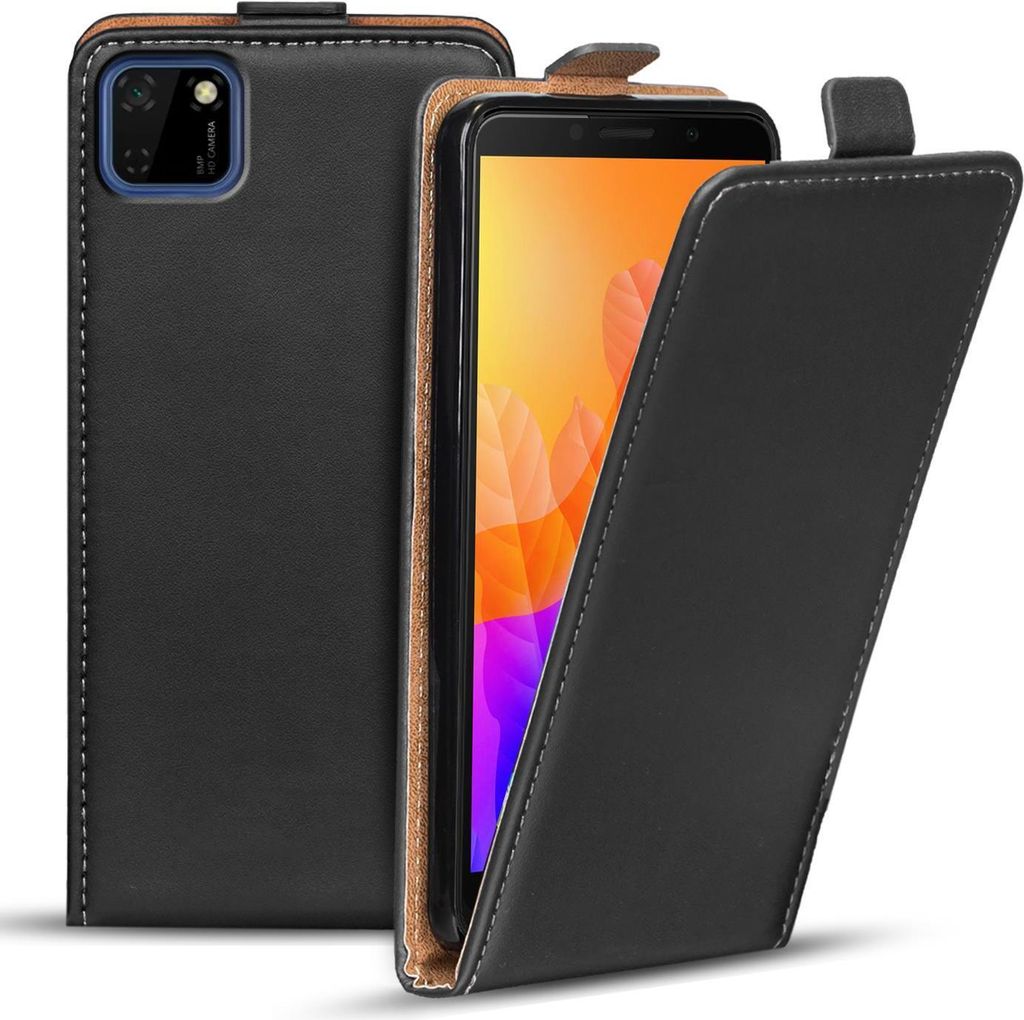 Conie Ultra Slim Klapp Tasche für Huawei Y5p schlanke Hülle Rundumschutz in Schwarz