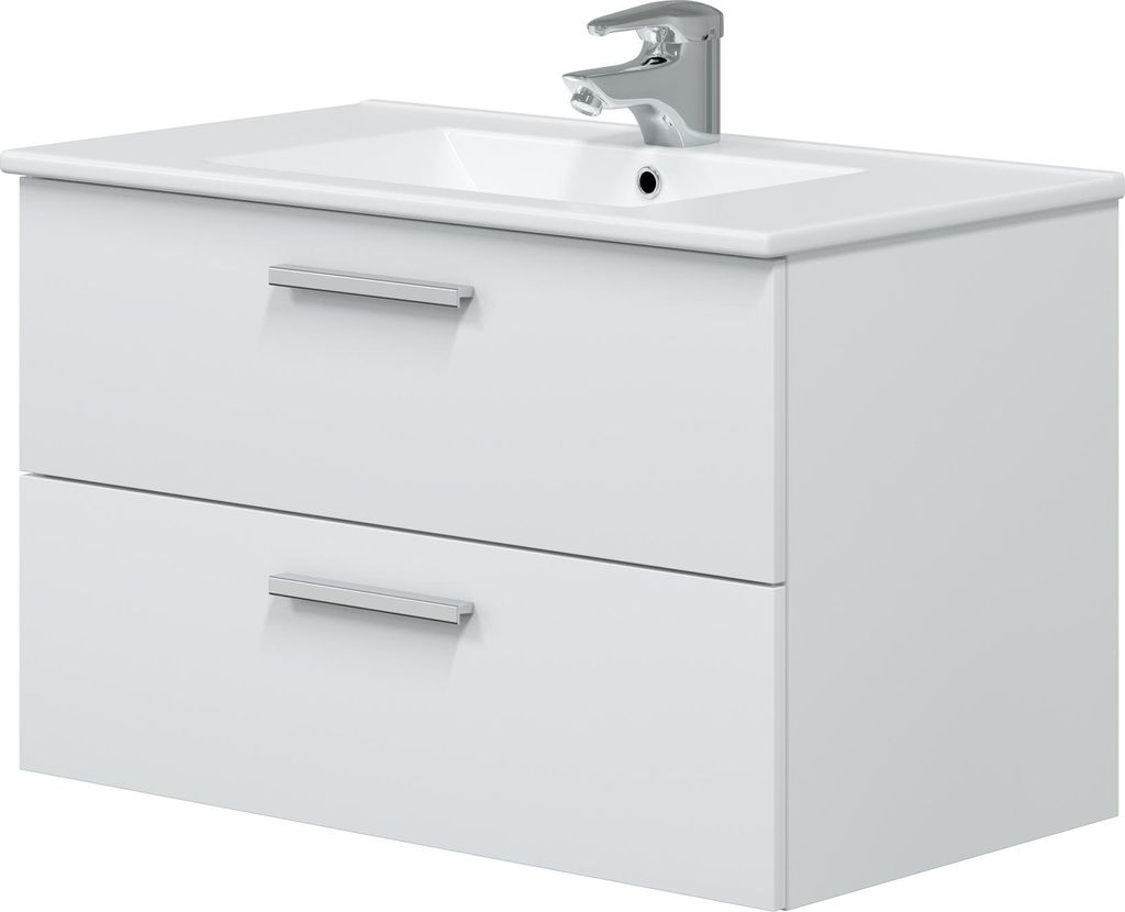 Waschtisch-Set >ECO KIT< in Weiß glänzend - 80x50x45 (BxHxT)